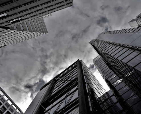 skyscrapers black and white